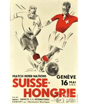 SPORT FOOT SUISSE /HONGRIE Rfrv-POSTER/REPRODUCTION  d1 AFFICHE VINTAGE de France