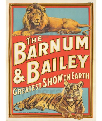 CIRQUE BARNUM BAILEY TIGRE LION Rbpg-POSTER/REPRODUCTION d1 AFFICHE VINTAGE destockage