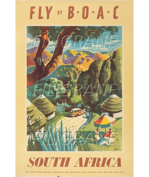 AIRLINES BOAC SOUTH AFRICA Rbvn-POSTER/REPRODUCTION d1 AFFICHE VINTAGE Profitez des Offres !