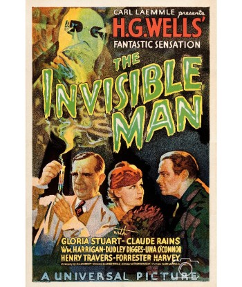 FILM THE INVISIBLE MAN Rdzq-POSTER/REPRODUCTION d1 AFFICHE CINéMA en linge