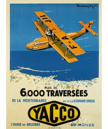 HUILES YACCO, AVIATION, HISPANO SUIZA-POSTER/REPRODUCTION d1 AFFICHE VINTAGE meilleur choix