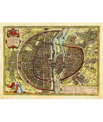 PARIS vers 1572 par BRAUN HOGENBERG - REPRODUCTION d1 CARTE ANCIENNE En savoir plus