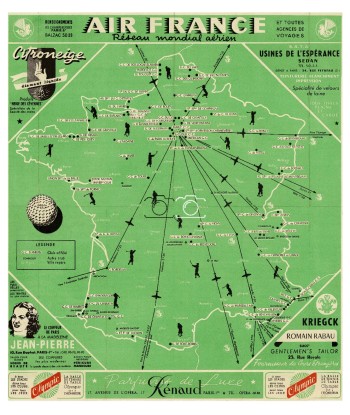 CARTE des GOLFS de FRANCE 1948-POSTER/REPRODUCTION d1 CARTE 2024