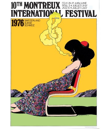 FESTIVAL de JAZZ MONTREUX 1976 Milton GLASER - RARE AFFICHE OFFICIELLE ORIGINALE 70x100cm le des métaux précieux