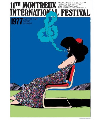 FESTIVAL de JAZZ MONTREUX 1977 Milton GLASER - RARE AFFICHE OFFICIELLE ORIGINALE 70x100cm les muscles