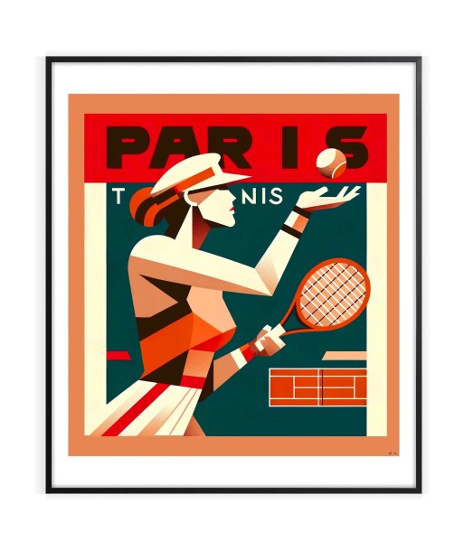 Lady Tennis Poster Paris Print paiement sécurisé