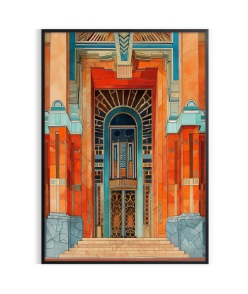 Art Deco Building Water Color Style Print acheter en ligne