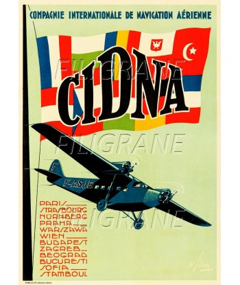 AVIATION CIDNA Cie NAVIGATION Rhjz-POSTER/REPRODUCTION d1 AFFICHE VINTAGE en linge