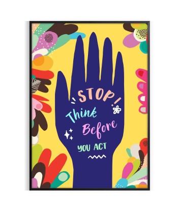 Stop Think Before You Act Motivation Art Print soldes