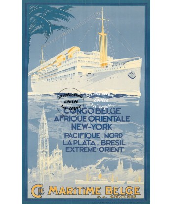 BATEAUX Cie MARITIME BELGE Rf37-POSTER/REPRODUCTION d1 AFFICHE VINTAGE store